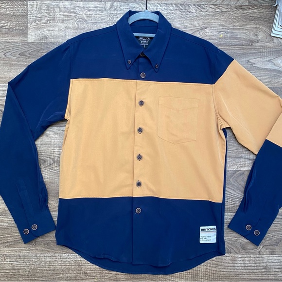 Microsuede Colorblock Oxford Button Down Shirt - Picture 15 of 15